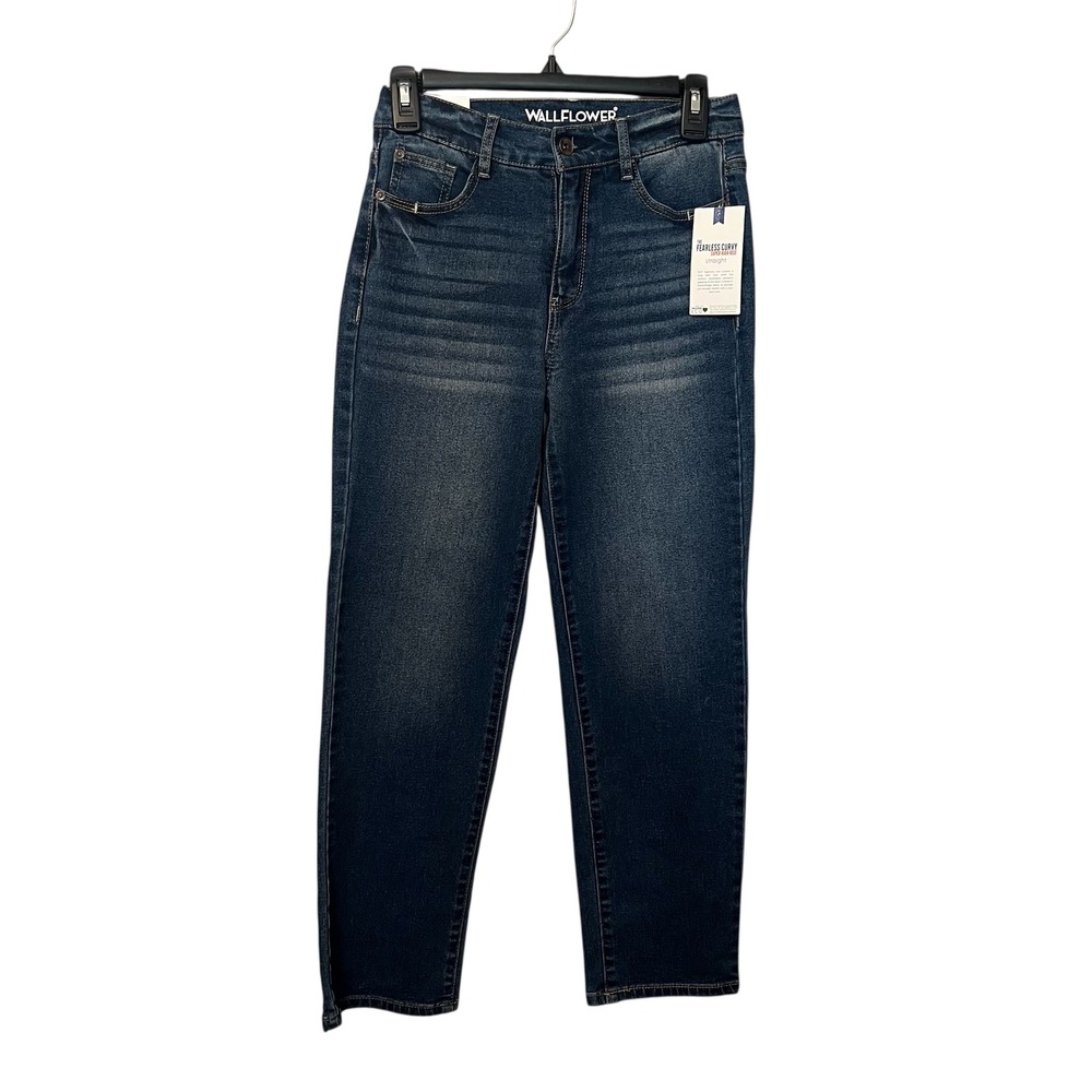 Wallflower Fearless Curvy Super High Rise Straight Jeans Dark Wash Size 1 NEW